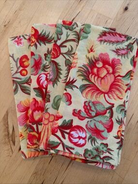 April Cornell Floral Napkins - Yellow Background with Pink & Green Flowers